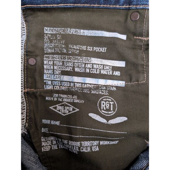 RGT Rogue Territory Jeans Mens 27x29 SK Skinny Signature Six Pocket Selvedge - Picture 9 of 10